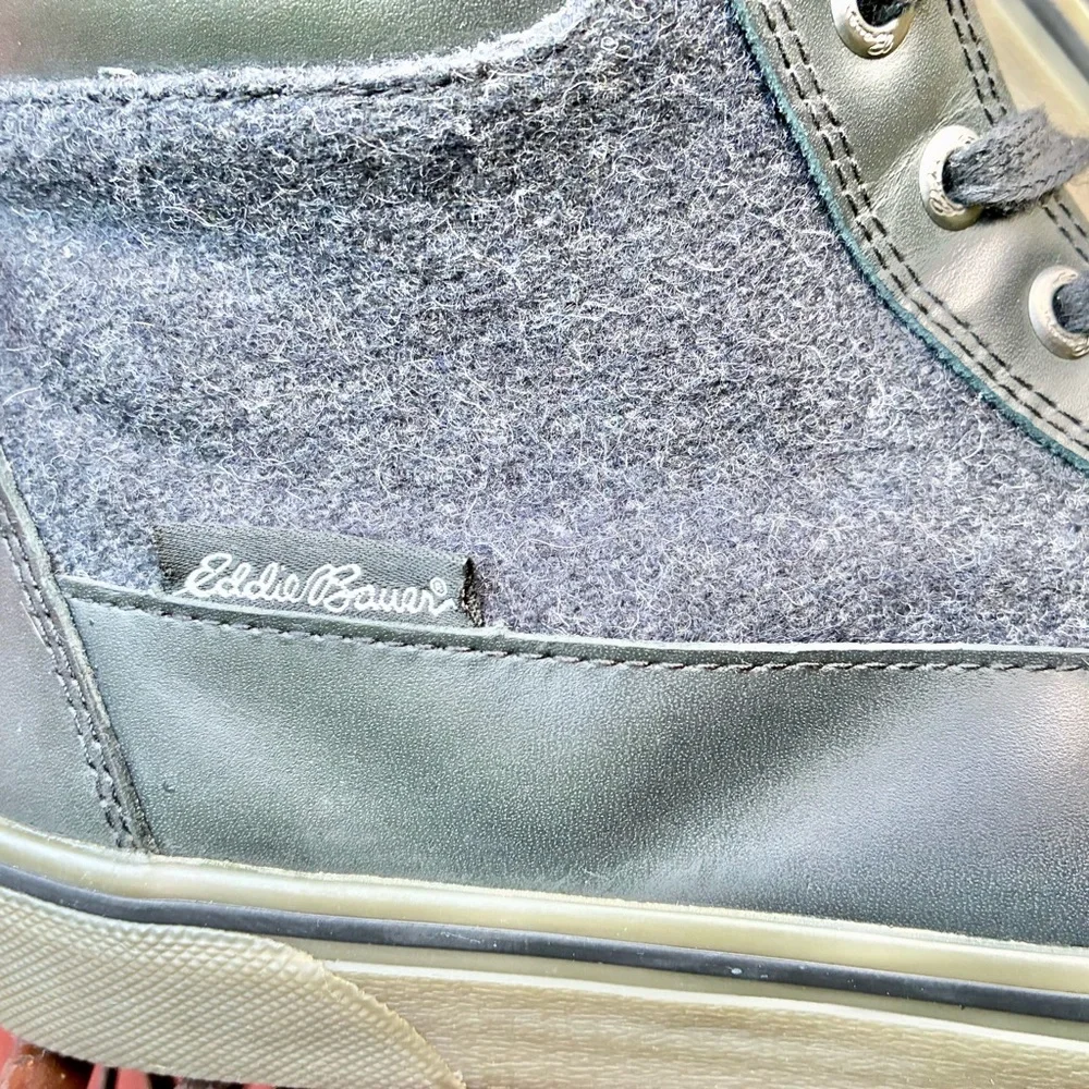 Eddie Bauer Black Gray Leather High Top Storm Sneakers Mens 9.5 Womens 11 EU 43